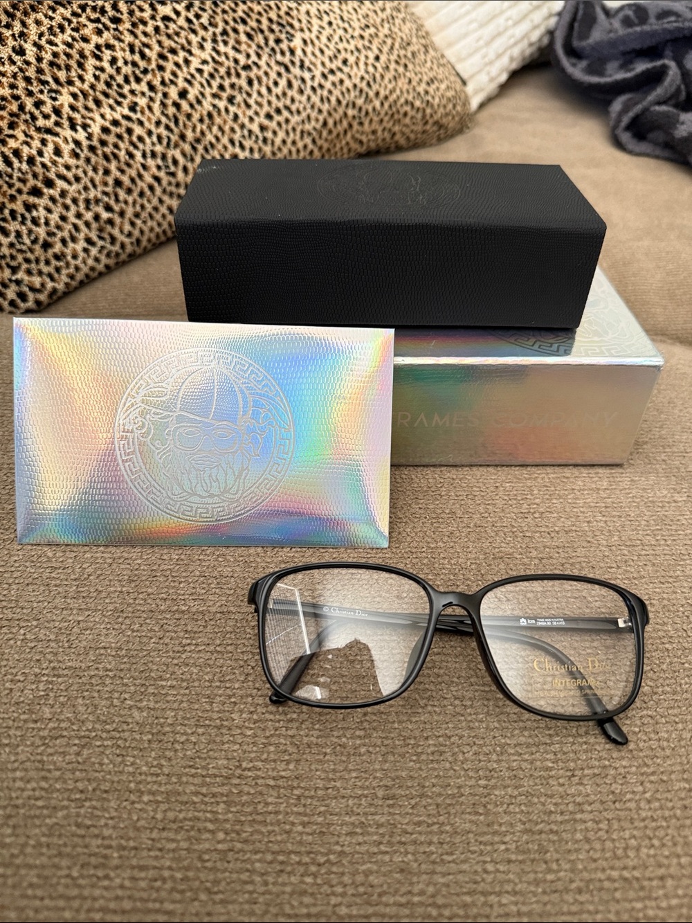 Dior Black Men's Square Frame Glasses